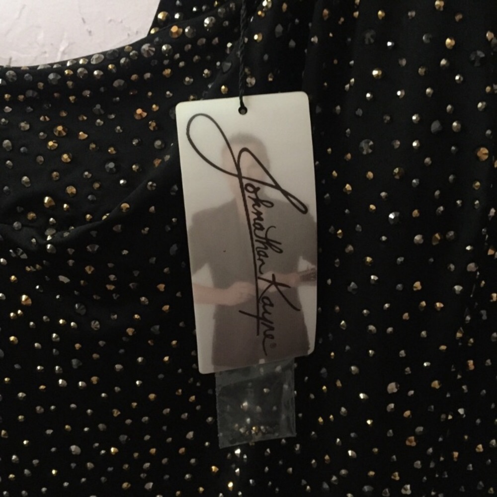 Johnathan Kayne Hand Beaded Asymmetrical Evening Gown Formal Stand Up Collar 12 - Picture 13 of 13